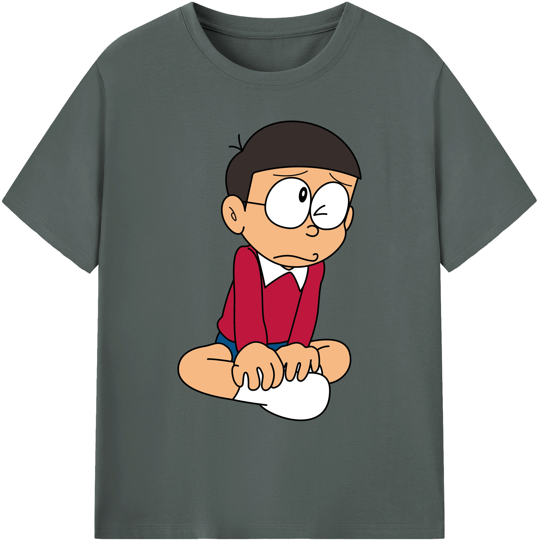 （画像用） ドラえもん 野比 のび太 Doraemon Nobita Nobi 綿100％ メンズ半袖Tシャツ｜肌触りやわらか＆通気性